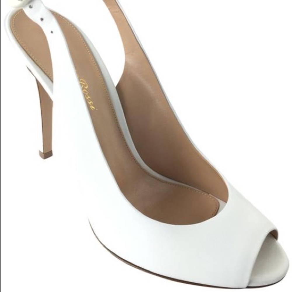 Gianvito Rossi
White Leather Peep Toe Slingback Pumps size 37